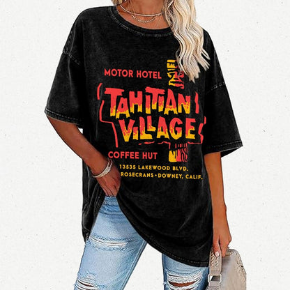 Tahitian Village - Downey, CA - Vintage Tiki Bar Vintage Distressed T-shirt