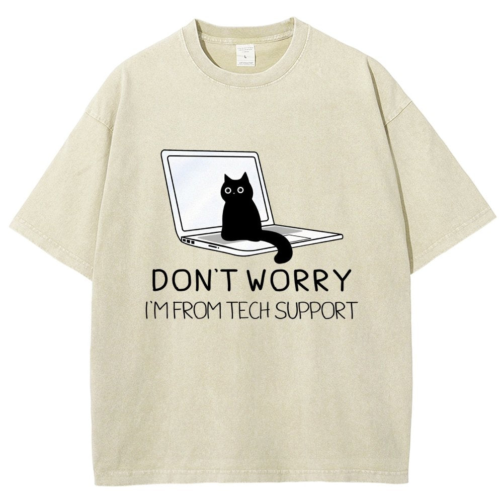Funny Cat Tech Support  Vintage Distressed T-shirt
