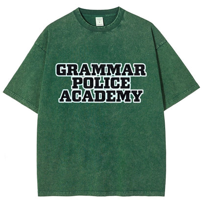Grammar Police Academy Vintage Distressed T-shirt