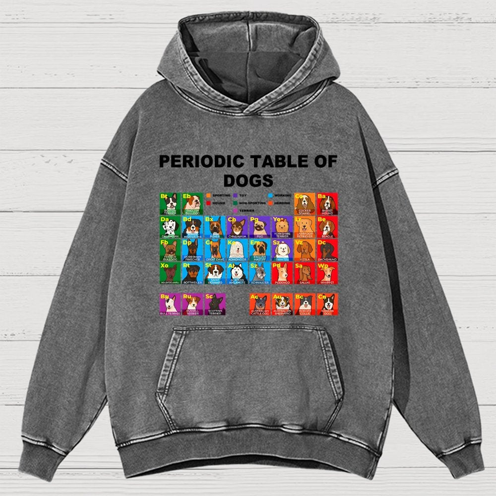 Periodic Table of Dogs  Dog Lover  Funny Science Vintage Distressed Hoodie