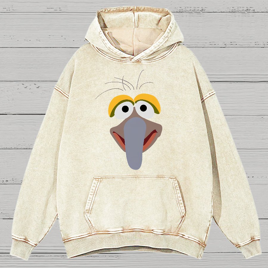 Retro Pop Culture Puppet Face3 Vintage Distressed Hoodie