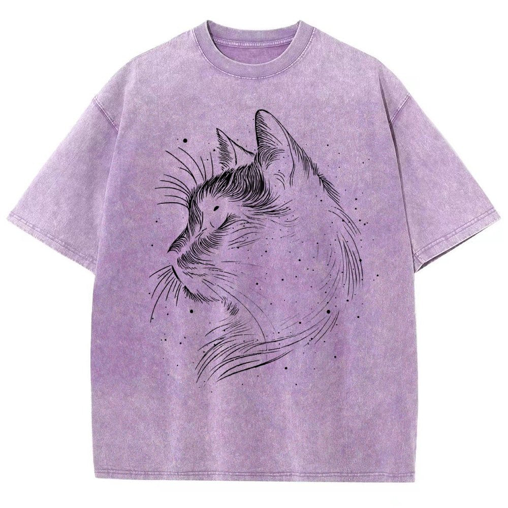 Space cat Vintage Distressed T-shirt