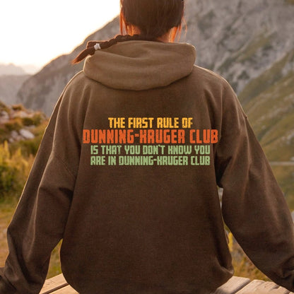 Dunning-Kruger Club Printed Back Unisex Cotton Hoodie