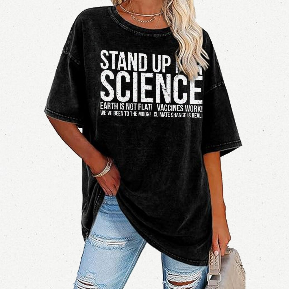 Earth Is Not Flat Stand Up For Science Vintage Distressed T-shirt