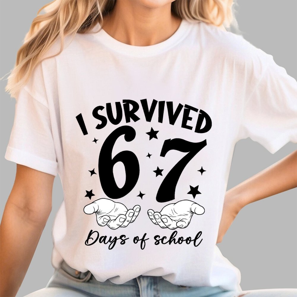 I Survived 67 Days of School Funny Meme Geek T-Shirt