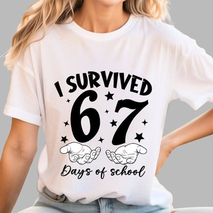 I Survived 67 Days of School Funny Meme Geek T-Shirt