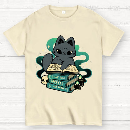 Magical Cat with Spellbook Geek T-Shirt