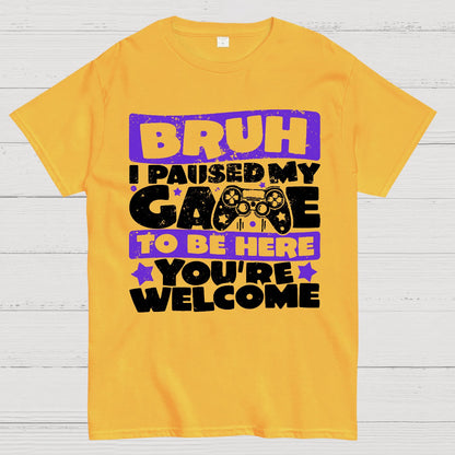 Bruh I Paused My Game To Be Here You're Welcome Geek T-Shirt