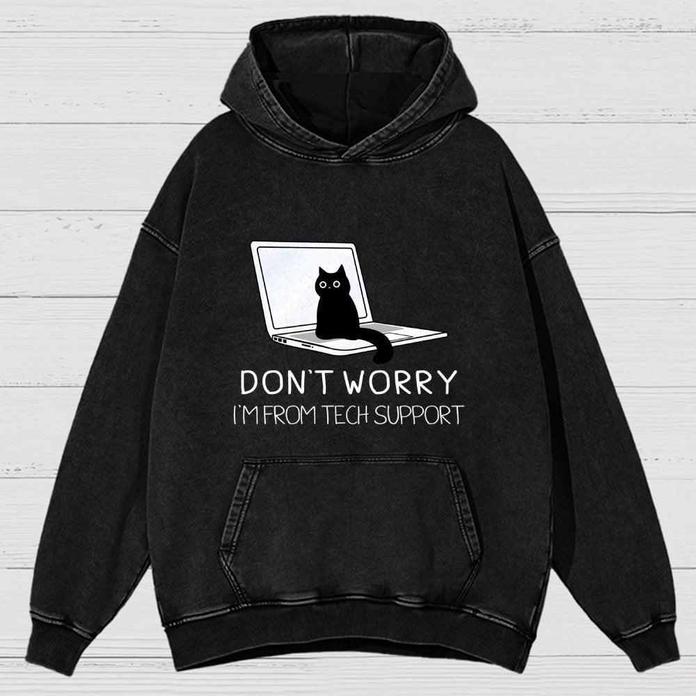 Funny Cat Tech Support  Vintage Distressed Hoodie
