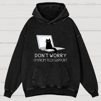 Funny Cat Tech Support  Vintage Distressed Hoodie