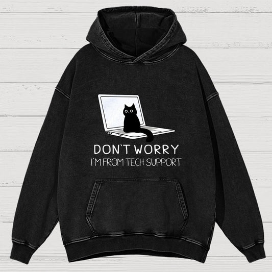 Funny Cat Tech Support  Vintage Distressed Hoodie