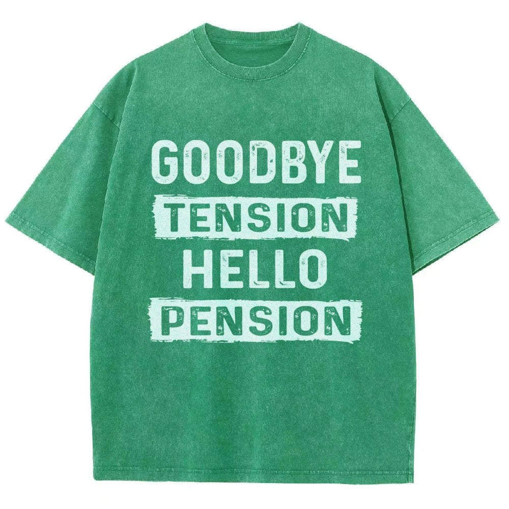 Funny Retirement Goodbye Tension Hello Pension Vintage Distressed T-shirt