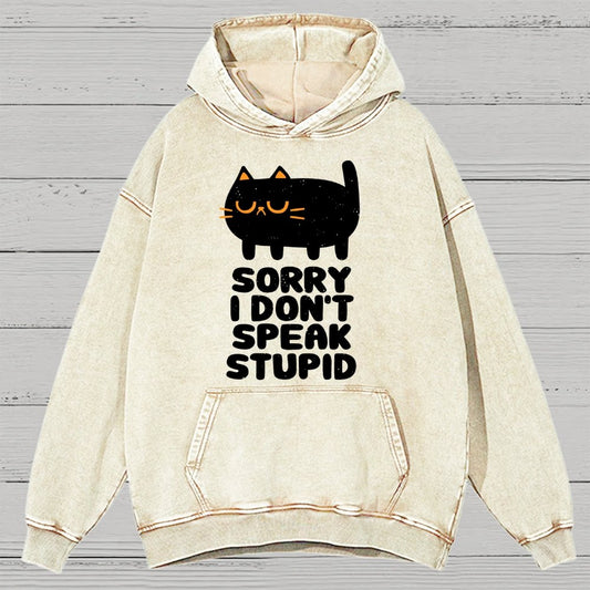 I Don't Speak Stupid Vintage Distressed Hoodie