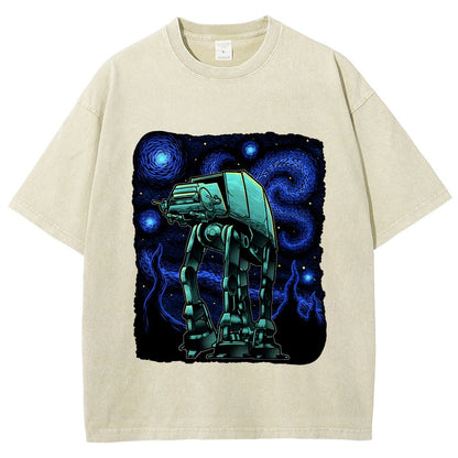 Armored Tank Starry Night Vintage Distressed T-shirt