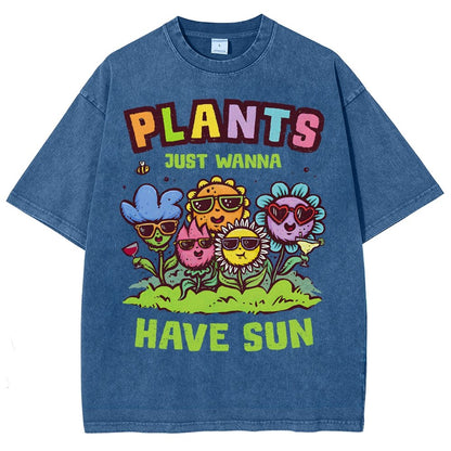 Plants Just Wanna Have Sun Vintage Distressed T-shirt