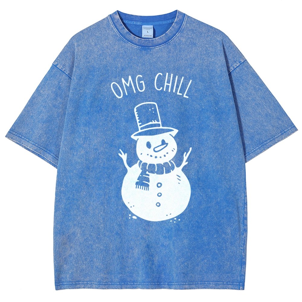 OMG Chill Christmas Vintage Distressed T-shirt
