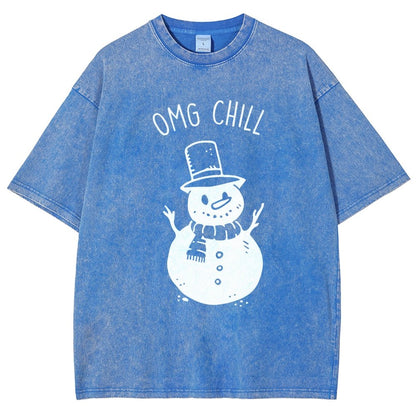 OMG Chill Christmas Vintage Distressed T-shirt