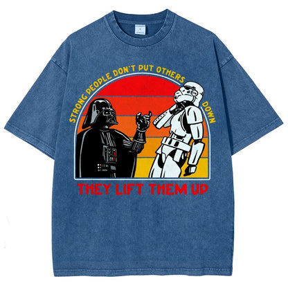 Strong People Graphic Vintage Distressed Washed T-shirt