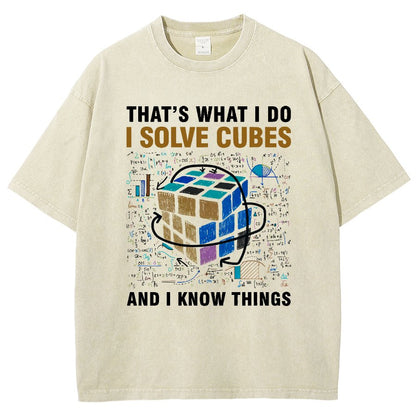 Competitive Puzzle I Solve Cubes And I Know Thing Cubing Vintage Distressed T-shirt