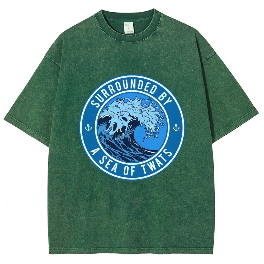 Surrounded By A Sea Of Twats Vintage Distressed T-shirt