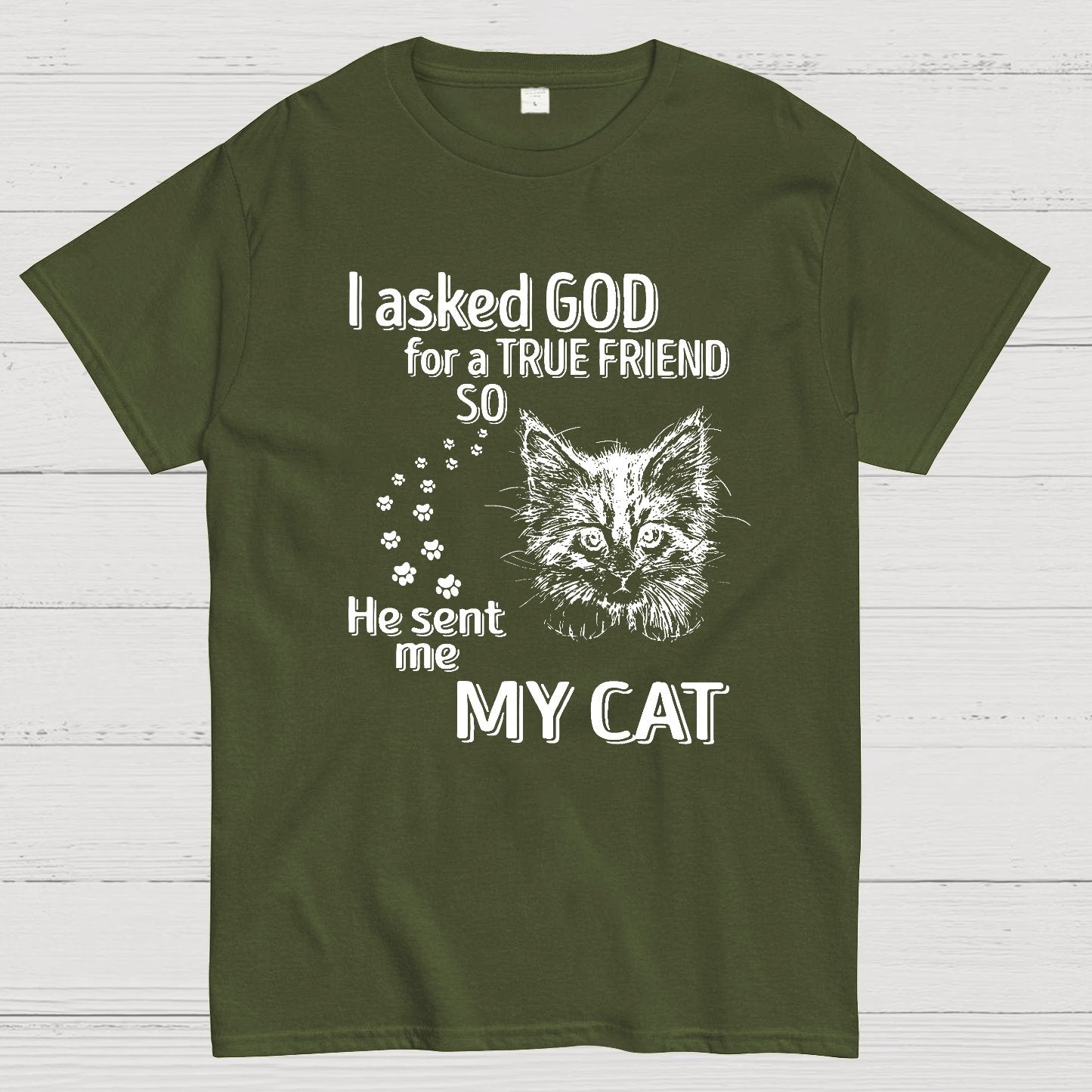 I Asked God For A True Friend So He Sent Me My Cat Geeky T-Shirt
