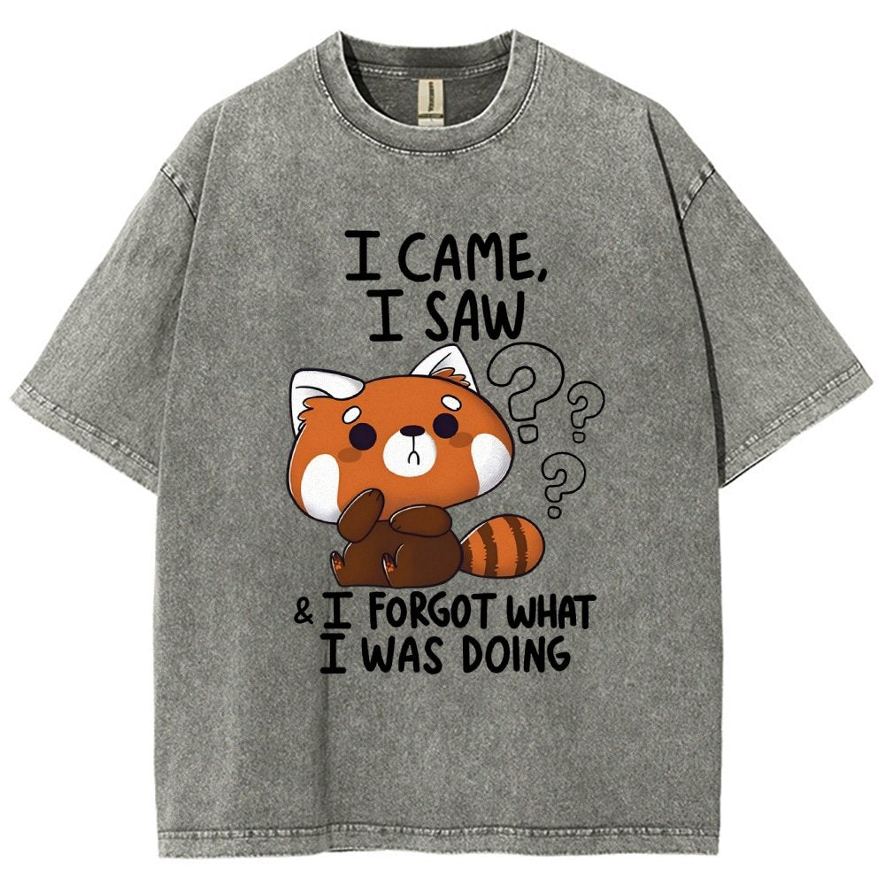 I Came I Saw I Forgot What I Was Doing Forgetful Red Panda Vintage Distressed T-shirt