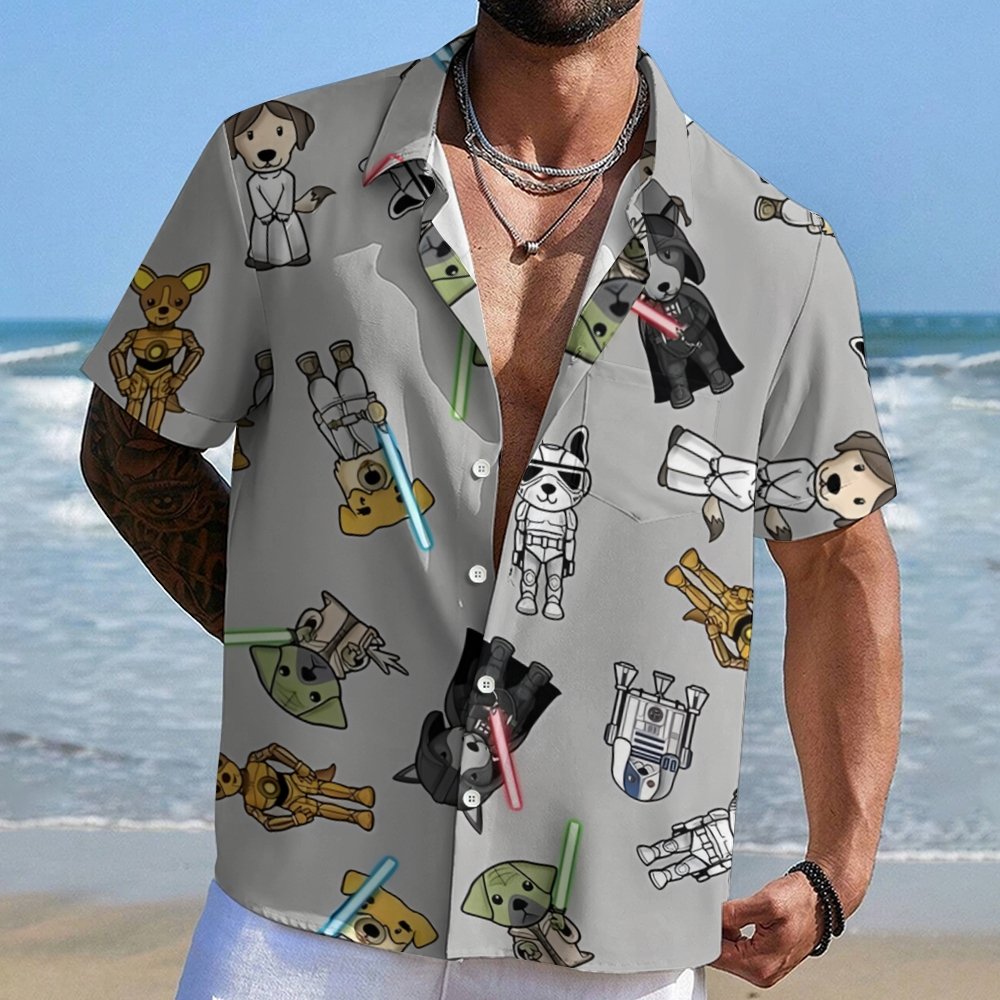 Tie The Fighter Dog Funny Geek Hawaiian Shirt