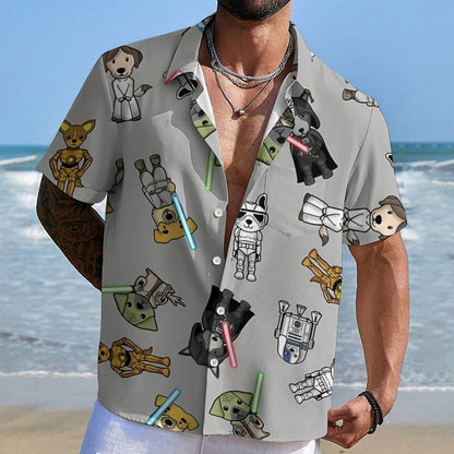 Tie The Fighter Dog Funny Geek Hawaiian Shirt