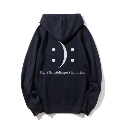 Schrodinger's Emoticon Printed Back Unisex Cotton Hoodie