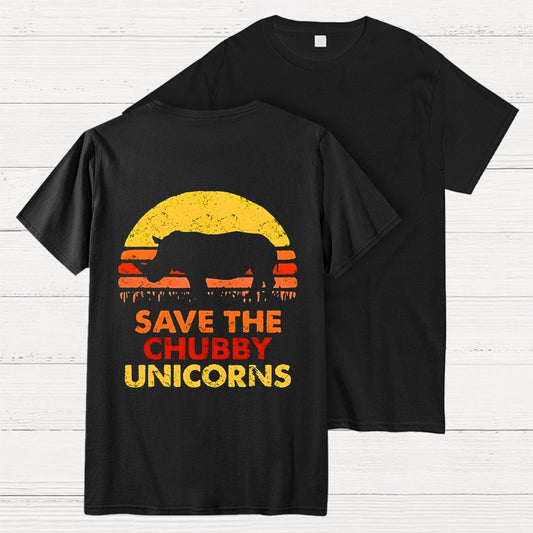Save The Chubby Unicorns  Back Printing Geek T-Shirt