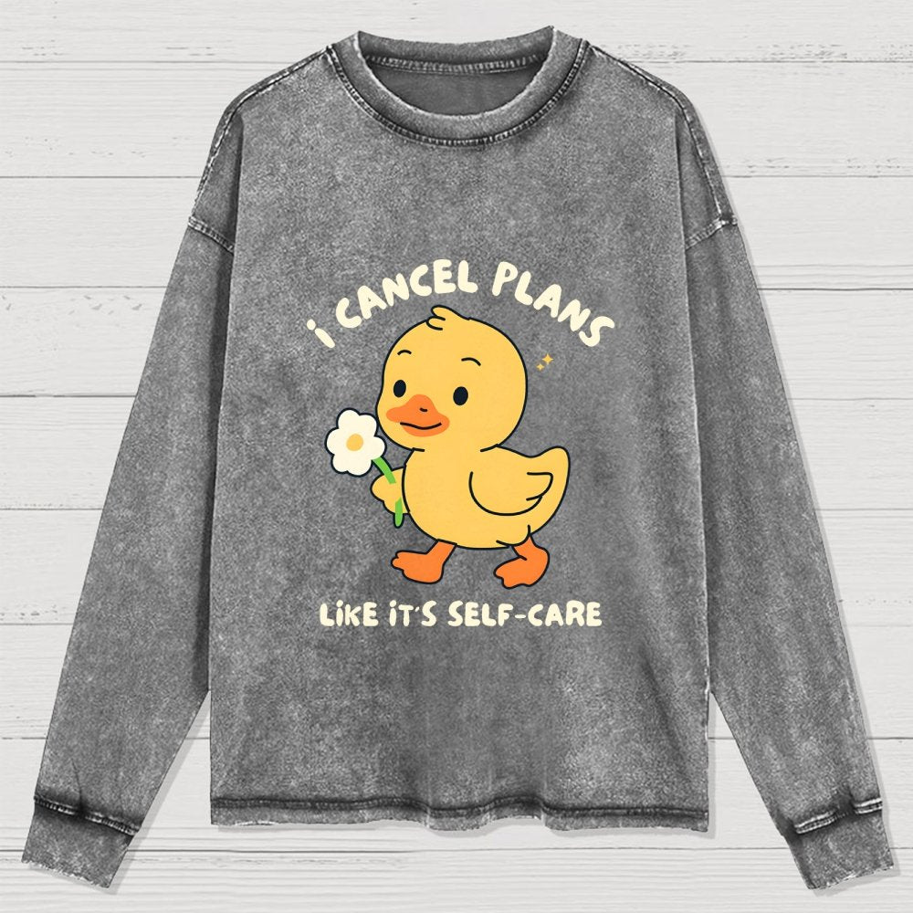 I Cancel Plans Washed Long Sleeve Tee