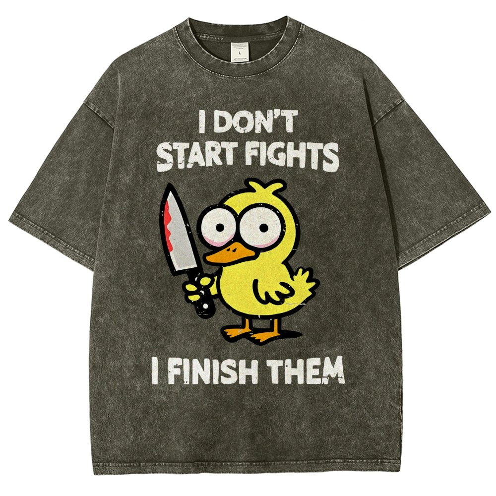 I Don't Start Fights Vintage Distressed T-shirt