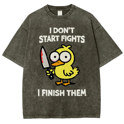 I Don't Start Fights Vintage Distressed T-shirt