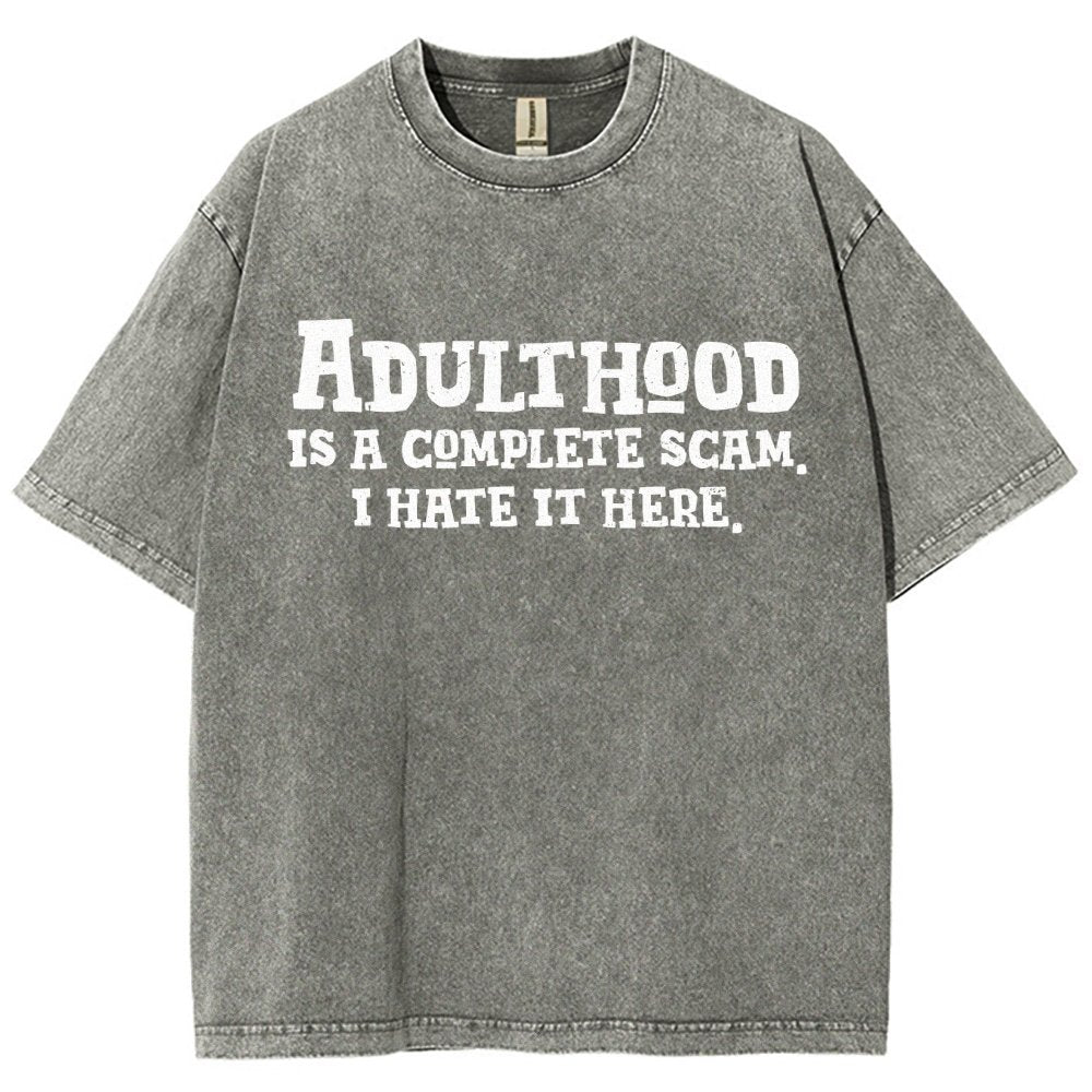 Adulthood Is A Scam Vintage Distressed T-shirt
