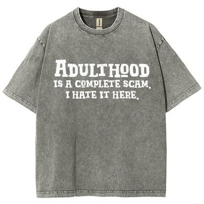 Adulthood Is A Scam Vintage Distressed T-shirt
