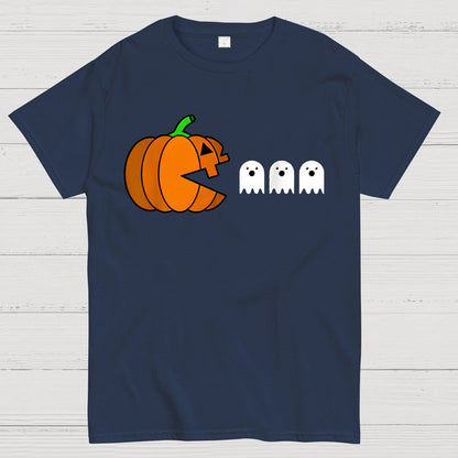 Funny Halloween Pumpkin Eating Ghost Geek T-Shirt