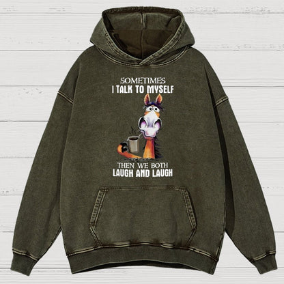 Sometimes I Talk To Myself Vintage Distressed Hoodie
