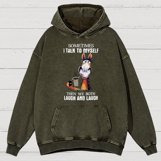 Sometimes I Talk To Myself Vintage Distressed Hoodie