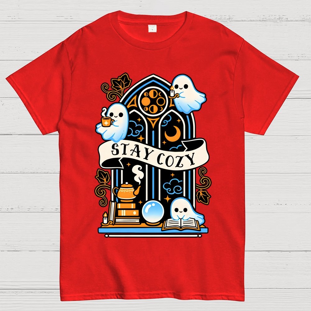 Stay cozy cute ghosts Unisex Geek T-Shirt