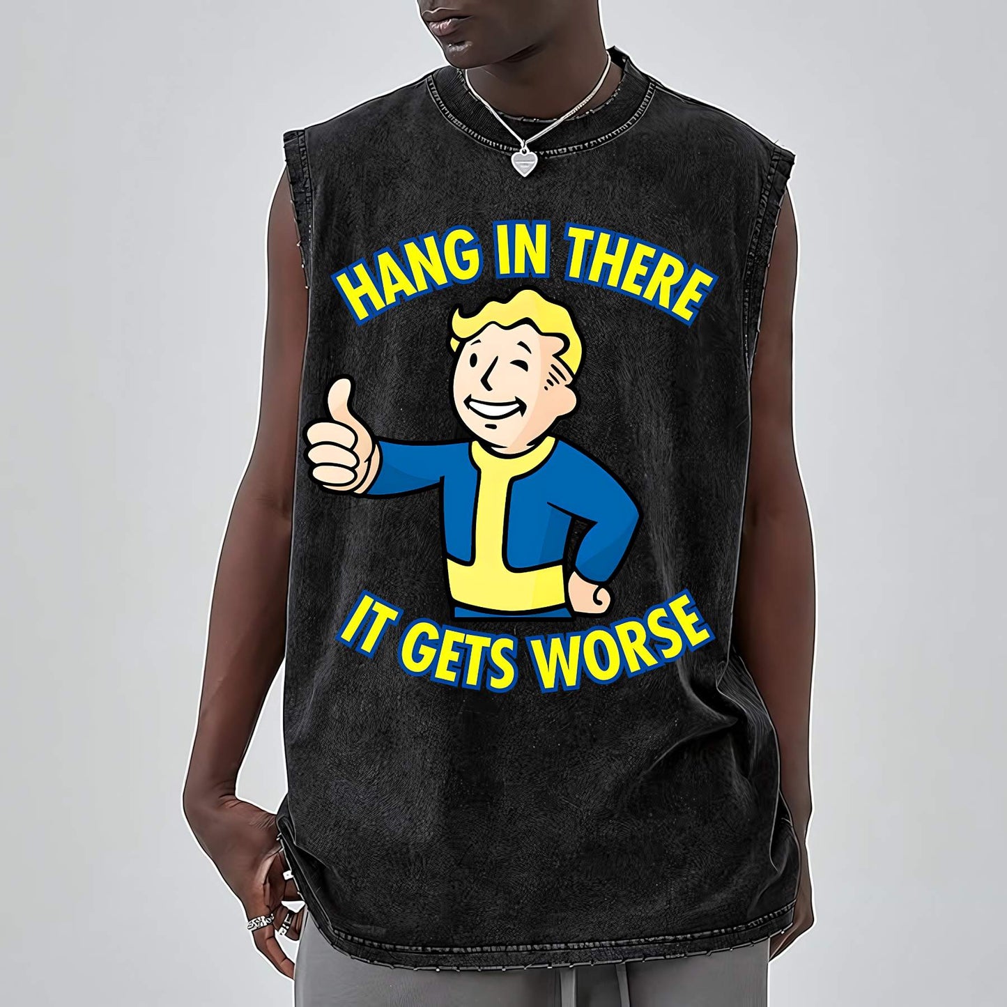 Hang In There It Gets Worse Vintage Distressed Washed Tank
