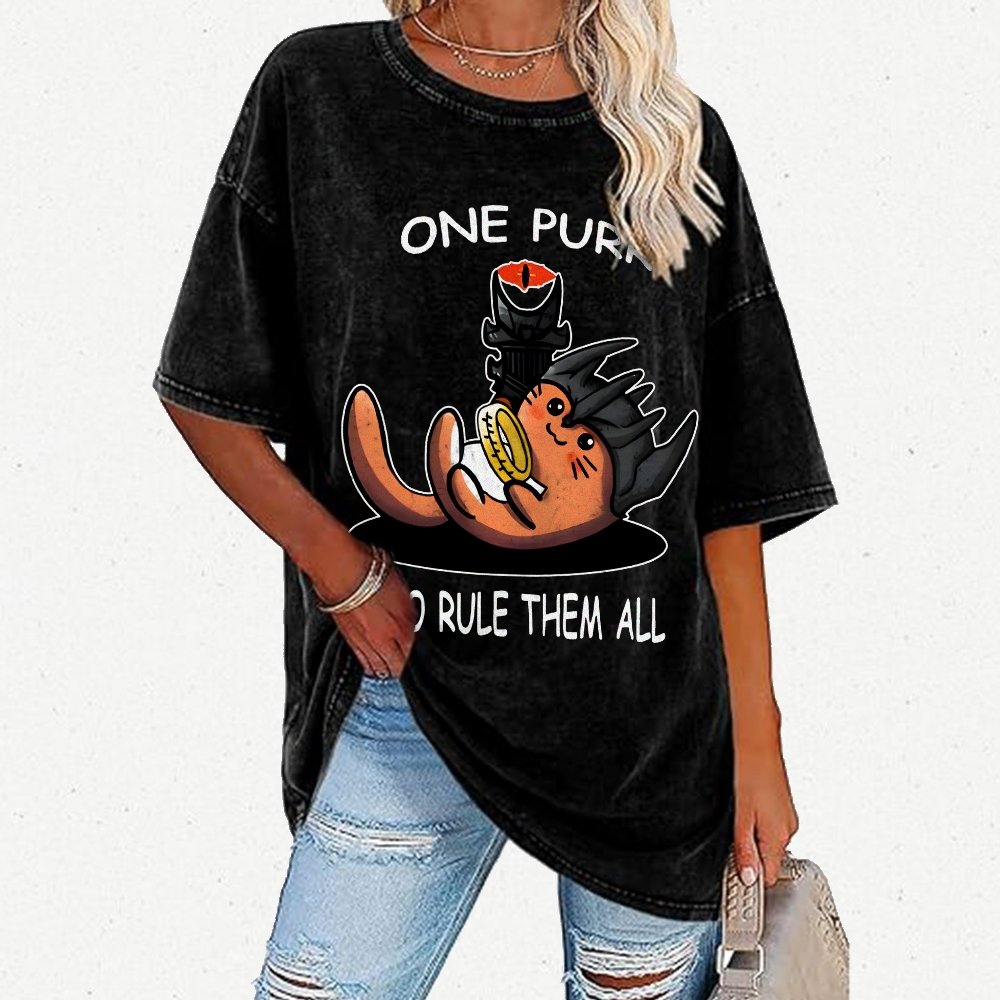 One Purr to Reign Them All Vintage Distressed T-shirt