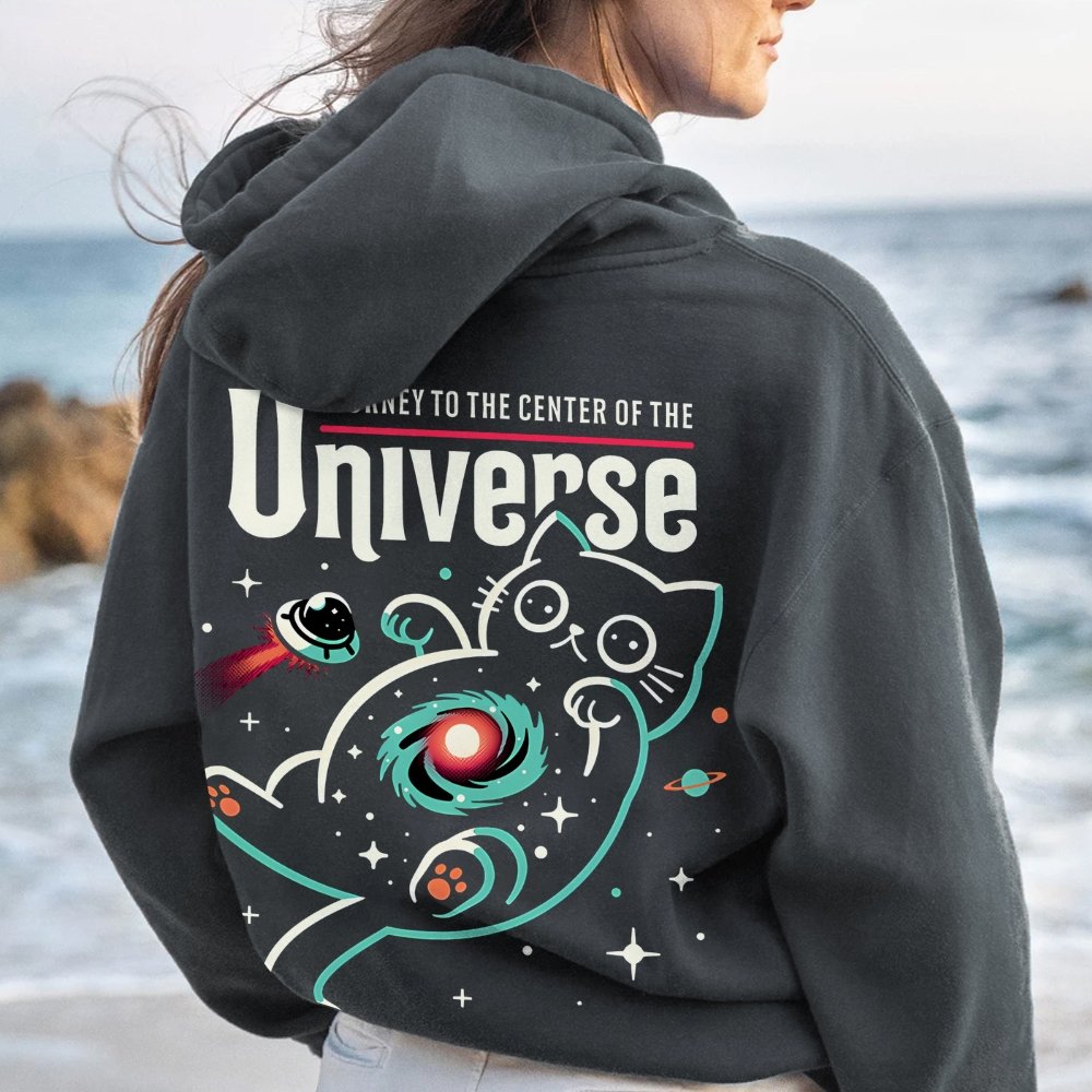 Journey to the Center of the Universe Geek Printed Back Cotton Hoodie