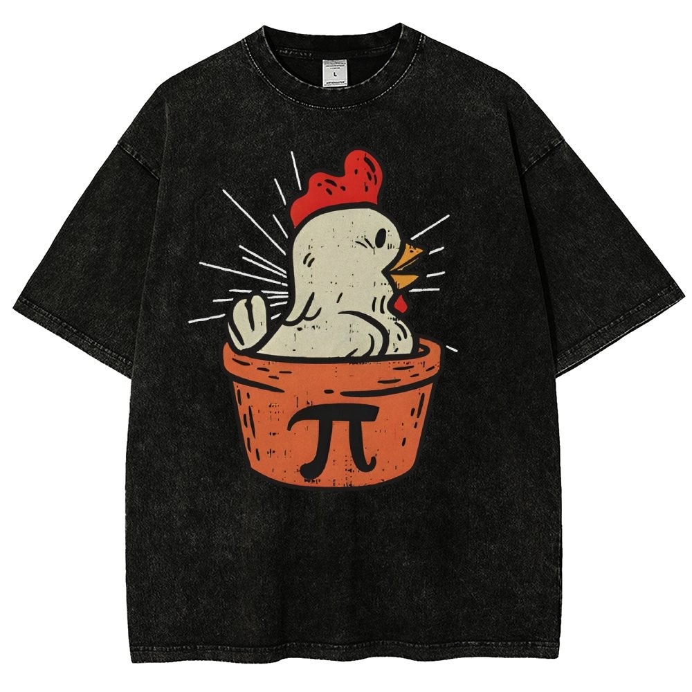 Funny Chicken Pot Pi Vintage Distressed T-shirt