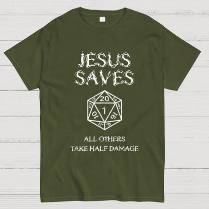 Jesus Saves Berryse che tales 4 posts of damage Geek T-Shirt