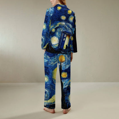 Starry Phone Booth Geek Long Sleeve Pajama Set