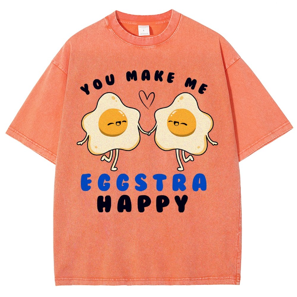You Make Me Eggstra Happy Vintage Distressed T-shirt