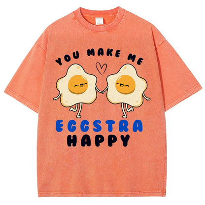 You Make Me Eggstra Happy Vintage Distressed T-shirt