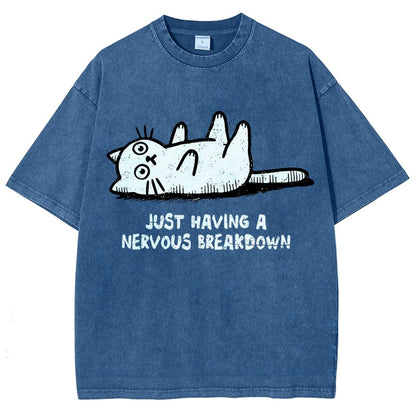 Nervous Breakdown Cat Vintage Distressed T-shirt
