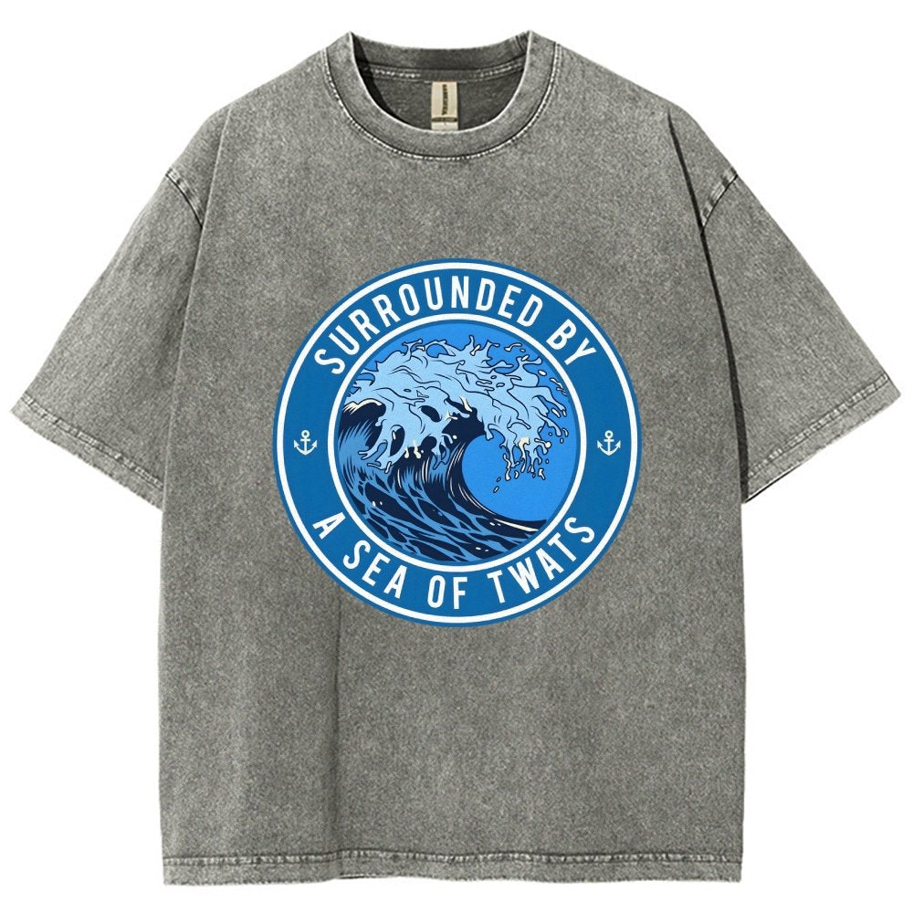 Surrounded By A Sea Of Twats Vintage Distressed T-shirt