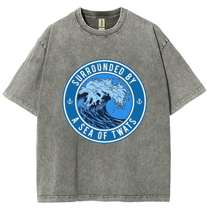 Surrounded By A Sea Of Twats Vintage Distressed T-shirt